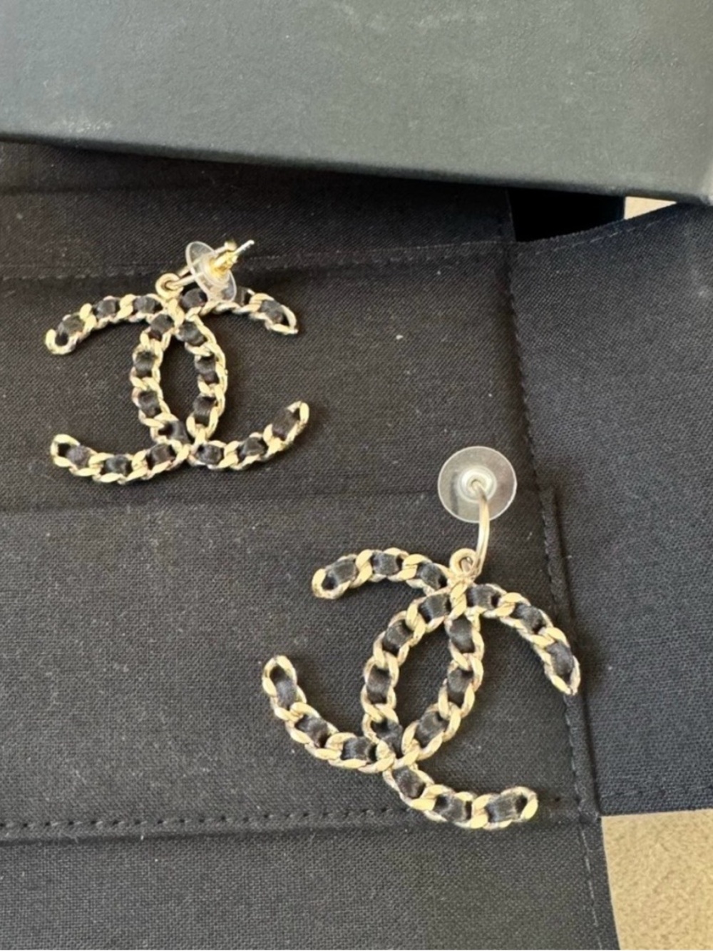Chanel  XL Braided Ribbon CC Earrings